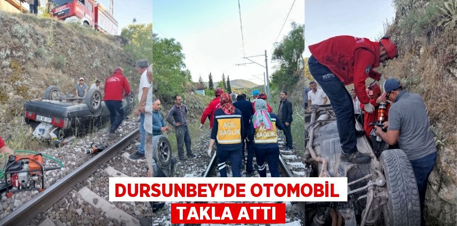 DURSUNBEY’DE OTOMOBİL TAKLA ATTI