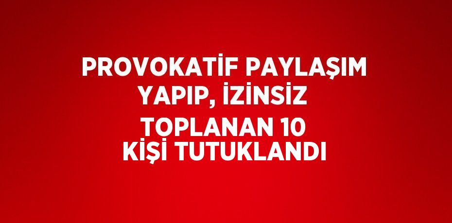 PROVOKATİF PAYLAŞIM YAPIP, İZİNSİZ TOPLANAN 10 KİŞİ TUTUKLANDI