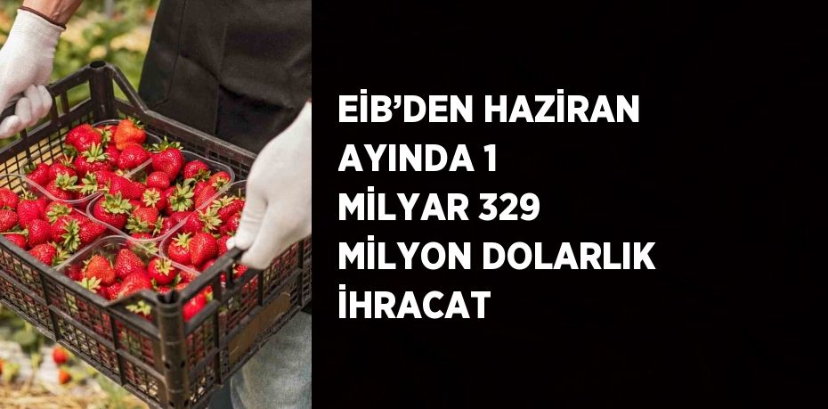 EİB’DEN HAZİRAN AYINDA 1 MİLYAR 329 MİLYON DOLARLIK İHRACAT