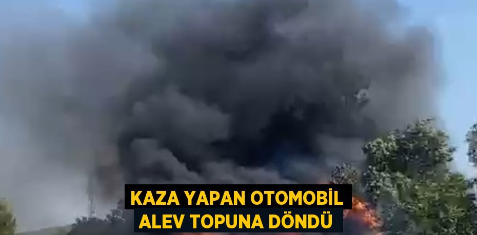 KAZA YAPAN OTOMOBİL ALEV TOPUNA DÖNDÜ