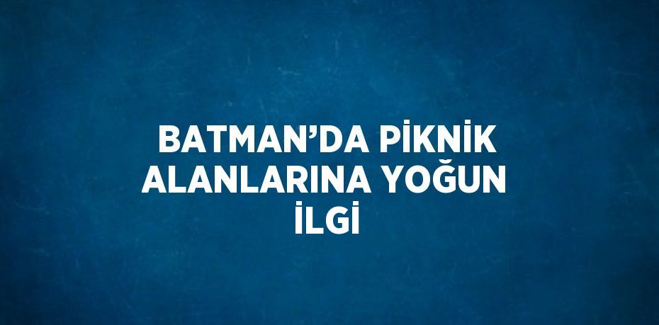 BATMAN’DA PİKNİK ALANLARINA YOĞUN İLGİ