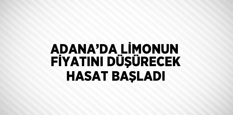 ADANA’DA LİMONUN FİYATINI DÜŞÜRECEK HASAT BAŞLADI