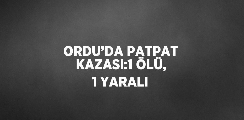 ORDU’DA PATPAT KAZASI:1 ÖLÜ, 1 YARALI