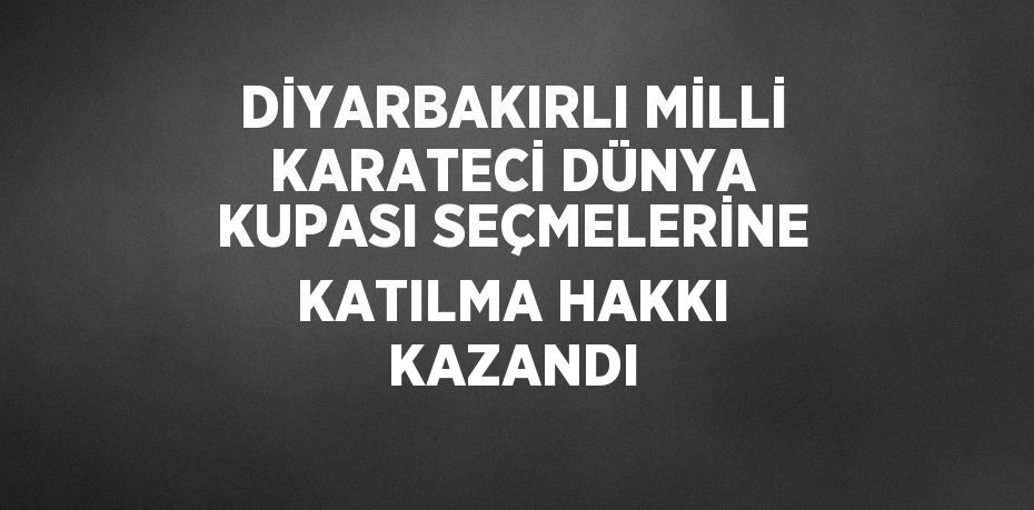 DİYARBAKIRLI MİLLİ KARATECİ DÜNYA KUPASI SEÇMELERİNE KATILMA HAKKI KAZANDI