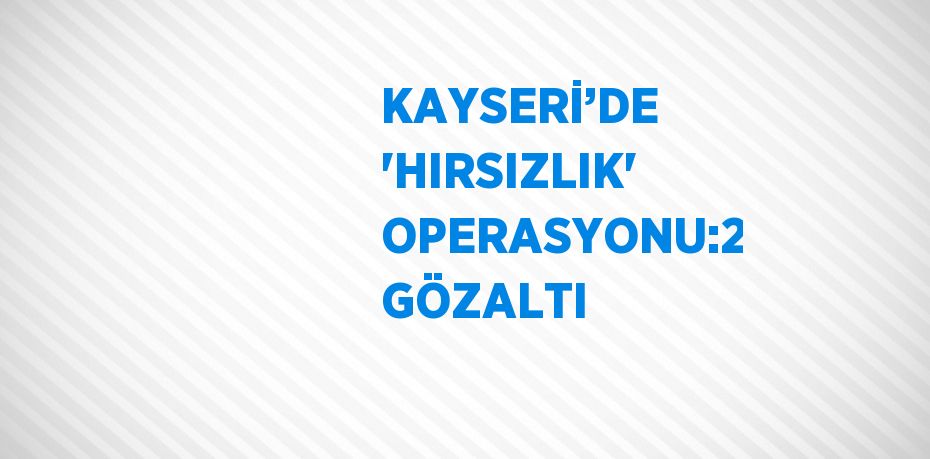 KAYSERİ’DE 'HIRSIZLIK' OPERASYONU:2 GÖZALTI