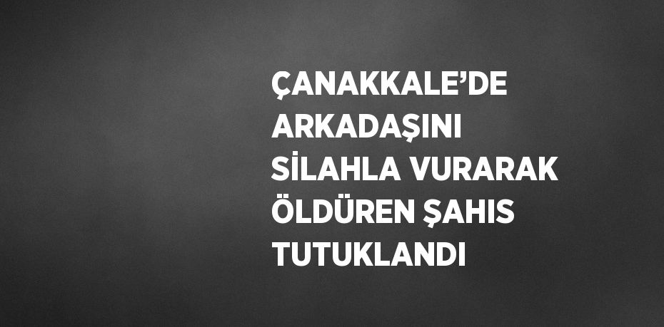 ÇANAKKALE’DE ARKADAŞINI SİLAHLA VURARAK ÖLDÜREN ŞAHIS TUTUKLANDI