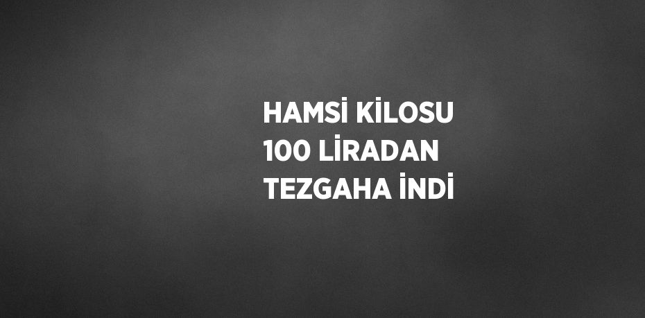 HAMSİ KİLOSU 100 LİRADAN TEZGAHA İNDİ