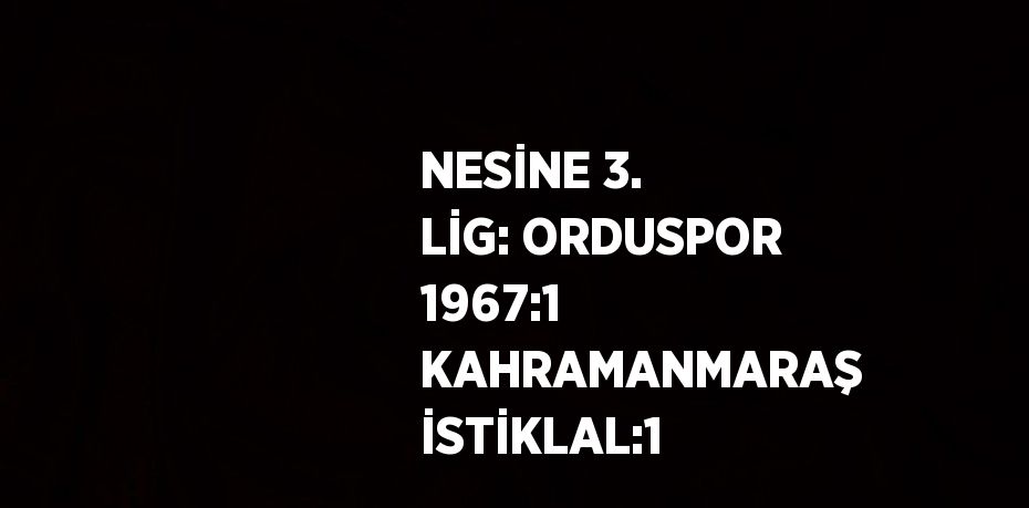 NESİNE 3. LİG: ORDUSPOR 1967:1 KAHRAMANMARAŞ İSTİKLAL:1