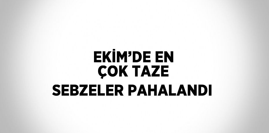 EKİM’DE EN ÇOK TAZE SEBZELER PAHALANDI