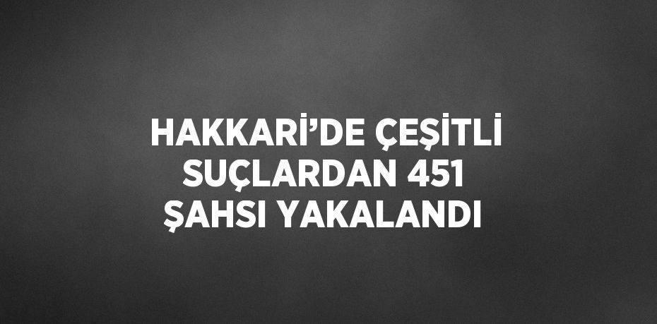 HAKKARİ’DE ÇEŞİTLİ SUÇLARDAN 451 ŞAHSI YAKALANDI