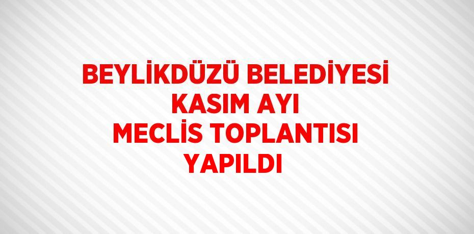 BEYLİKDÜZÜ BELEDİYESİ KASIM AYI MECLİS TOPLANTISI YAPILDI