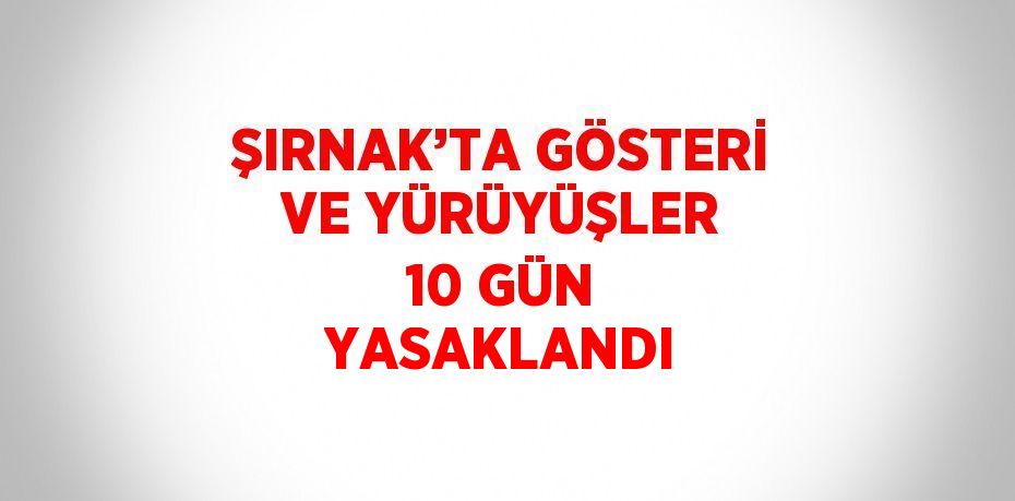 ŞIRNAK’TA GÖSTERİ VE YÜRÜYÜŞLER 10 GÜN YASAKLANDI