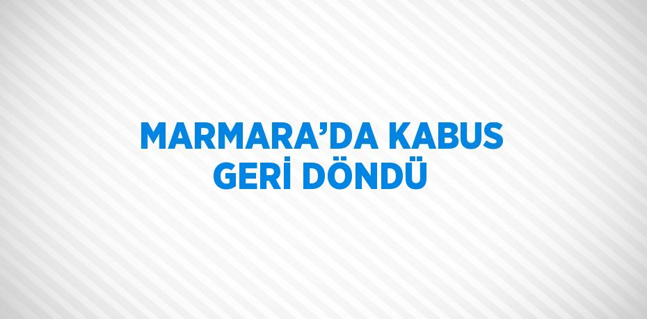 MARMARA’DA KABUS GERİ DÖNDÜ