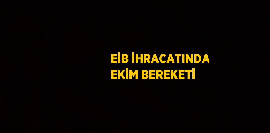 EİB İHRACATINDA EKİM BEREKETİ