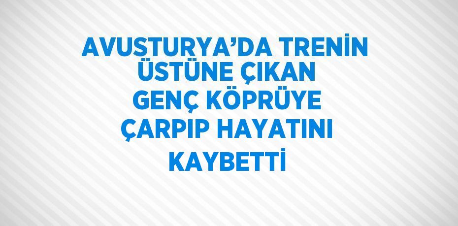 AVUSTURYA’DA TRENİN ÜSTÜNE ÇIKAN GENÇ KÖPRÜYE ÇARPIP HAYATINI KAYBETTİ