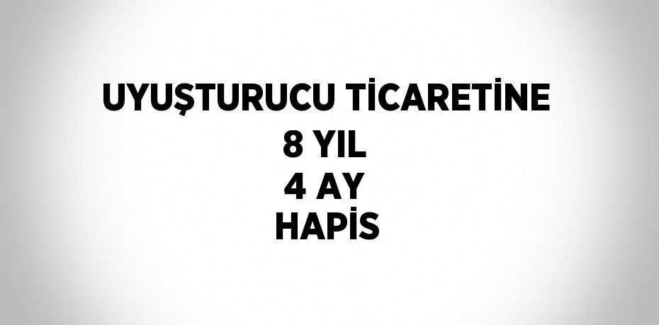 UYUŞTURUCU TİCARETİNE 8 YIL 4 AY HAPİS