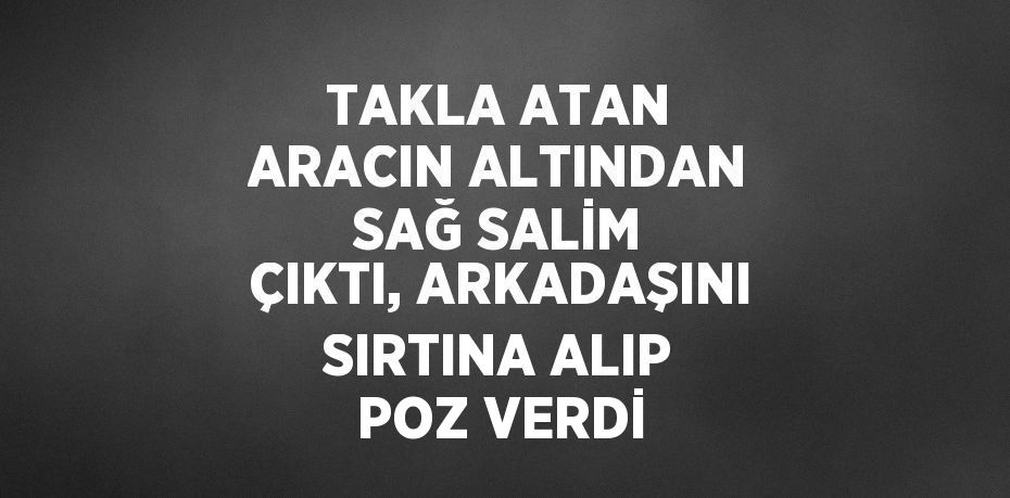 TAKLA ATAN ARACIN ALTINDAN SAĞ SALİM ÇIKTI, ARKADAŞINI SIRTINA ALIP POZ VERDİ