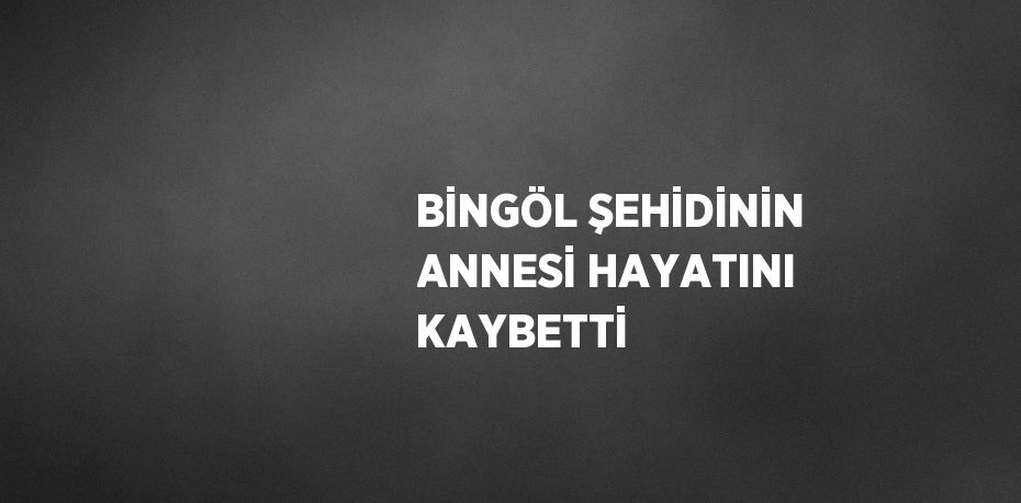 BİNGÖL ŞEHİDİNİN ANNESİ HAYATINI KAYBETTİ