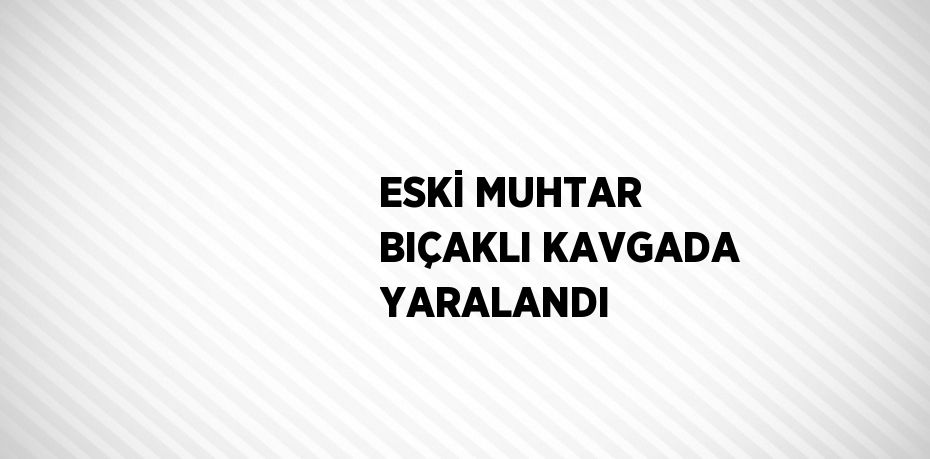 ESKİ MUHTAR BIÇAKLI KAVGADA YARALANDI