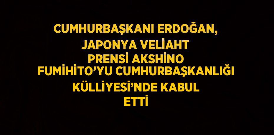 CUMHURBAŞKANI ERDOĞAN, JAPONYA VELİAHT PRENSİ AKSHİNO FUMİHİTO’YU CUMHURBAŞKANLIĞI KÜLLİYESİ’NDE KABUL ETTİ