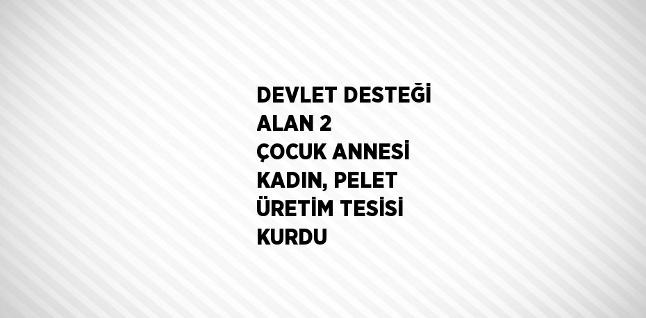 DEVLET DESTEĞİ ALAN 2 ÇOCUK ANNESİ KADIN, PELET ÜRETİM TESİSİ KURDU