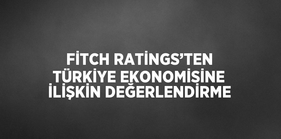 FİTCH RATİNGS’TEN TÜRKİYE EKONOMİSİNE İLİŞKİN DEĞERLENDİRME