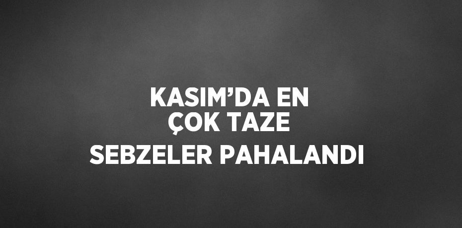 KASIM’DA EN ÇOK TAZE SEBZELER PAHALANDI