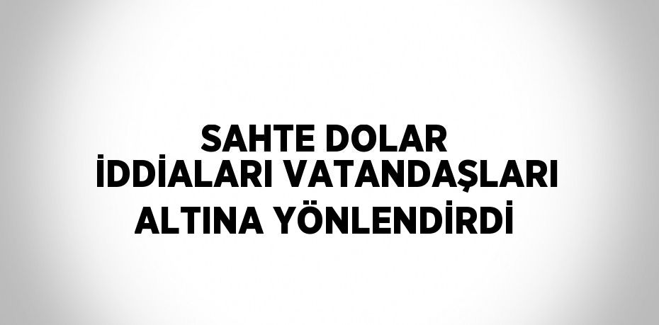 SAHTE DOLAR İDDİALARI VATANDAŞLARI ALTINA YÖNLENDİRDİ