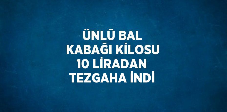 ÜNLÜ BAL KABAĞI KİLOSU 10 LİRADAN TEZGAHA İNDİ