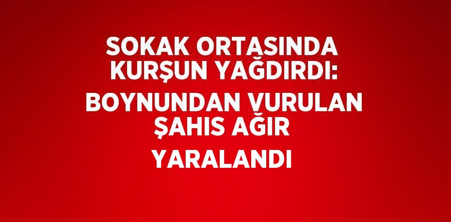 SOKAK ORTASINDA KURŞUN YAĞDIRDI: BOYNUNDAN VURULAN ŞAHIS AĞIR YARALANDI