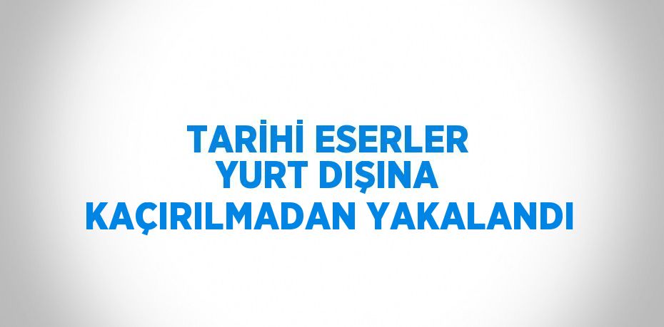 TARİHİ ESERLER YURT DIŞINA KAÇIRILMADAN YAKALANDI