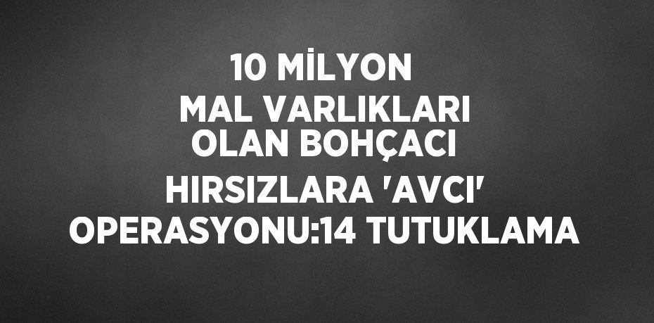 10 MİLYON MAL VARLIKLARI OLAN BOHÇACI HIRSIZLARA 'AVCI' OPERASYONU:14 TUTUKLAMA