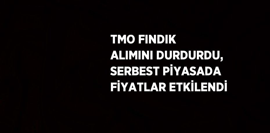 TMO FINDIK ALIMINI DURDURDU, SERBEST PİYASADA FİYATLAR ETKİLENDİ