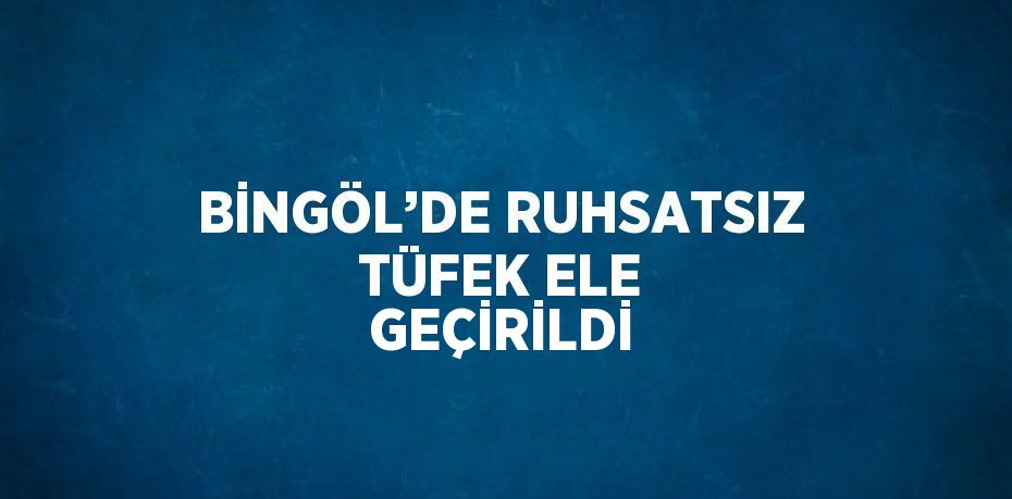 BİNGÖL’DE RUHSATSIZ TÜFEK ELE GEÇİRİLDİ