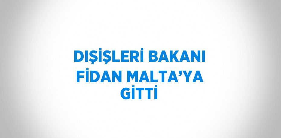 DIŞİŞLERİ BAKANI FİDAN MALTA’YA GİTTİ