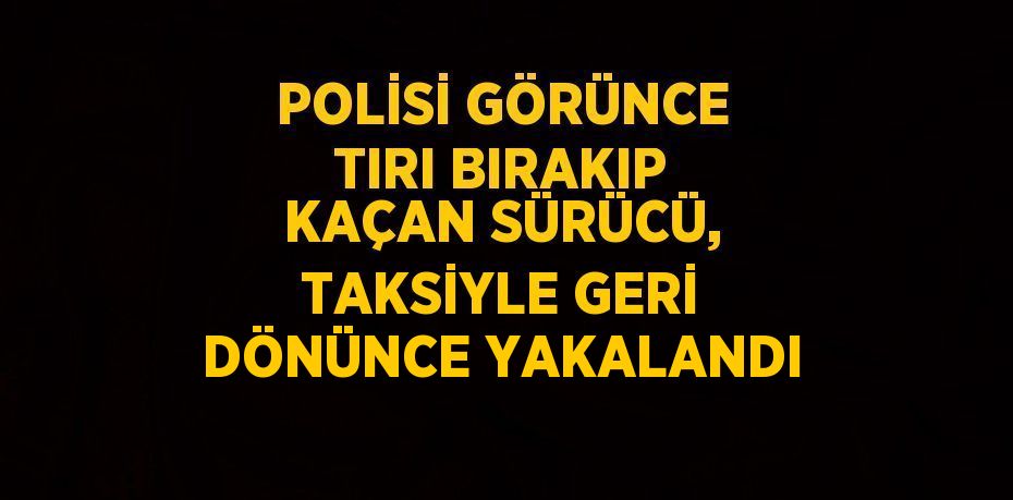 POLİSİ GÖRÜNCE TIRI BIRAKIP KAÇAN SÜRÜCÜ, TAKSİYLE GERİ DÖNÜNCE YAKALANDI