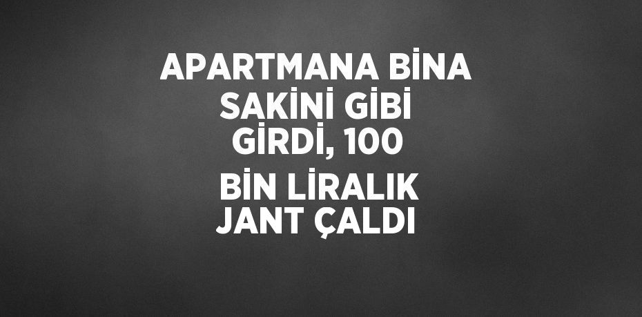 APARTMANA BİNA SAKİNİ GİBİ GİRDİ, 100 BİN LİRALIK JANT ÇALDI