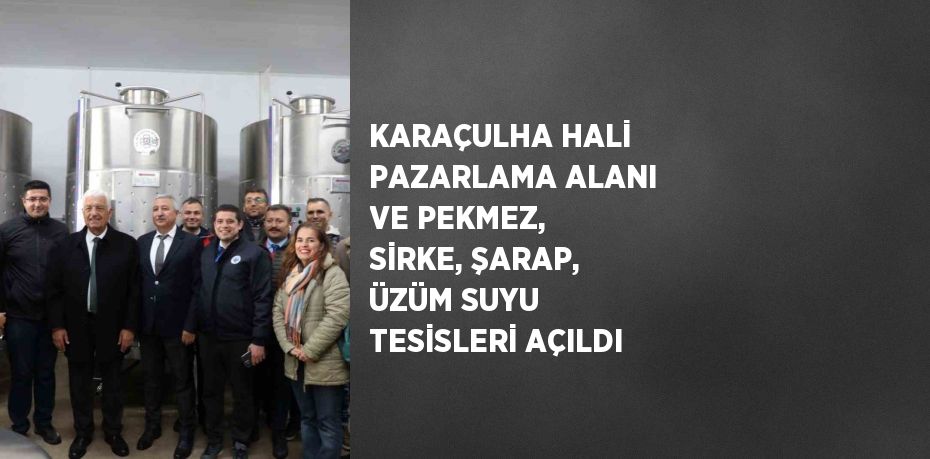 KARAÇULHA HALİ PAZARLAMA ALANI VE PEKMEZ, SİRKE, ŞARAP, ÜZÜM SUYU TESİSLERİ AÇILDI