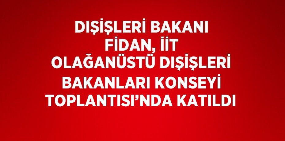 DIŞİŞLERİ BAKANI FİDAN, İİT OLAĞANÜSTÜ DIŞİŞLERİ BAKANLARI KONSEYİ TOPLANTISI’NDA KATILDI