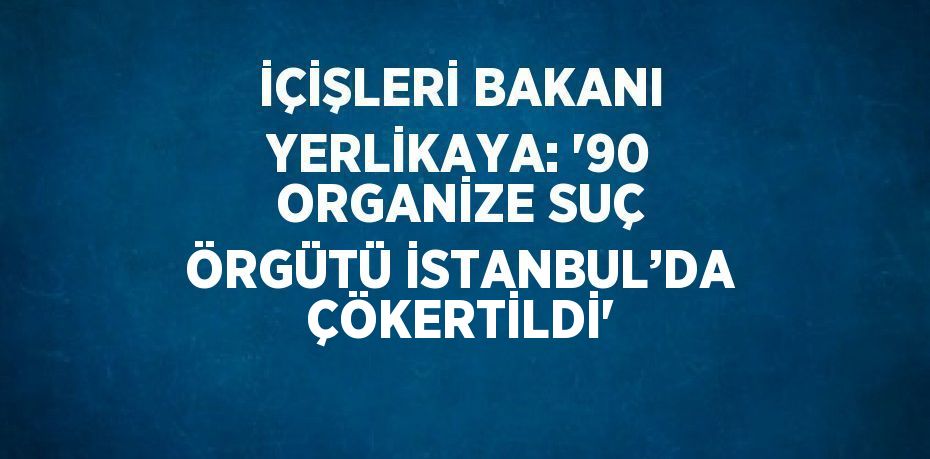 İÇİŞLERİ BAKANI YERLİKAYA: '90 ORGANİZE SUÇ ÖRGÜTÜ İSTANBUL’DA ÇÖKERTİLDİ'