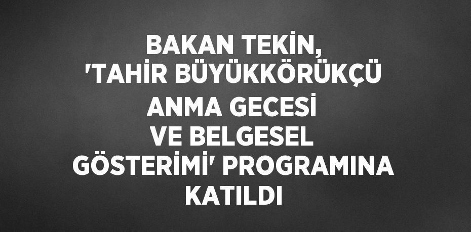 BAKAN TEKİN, 'TAHİR BÜYÜKKÖRÜKÇÜ ANMA GECESİ VE BELGESEL GÖSTERİMİ' PROGRAMINA KATILDI