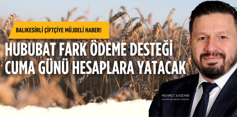 Balıkesirli çiftçiye müjdeli haber! HUBUBAT FARK ÖDEME DESTEĞİ  CUMA GÜNÜ HESAPLARA YATACAK