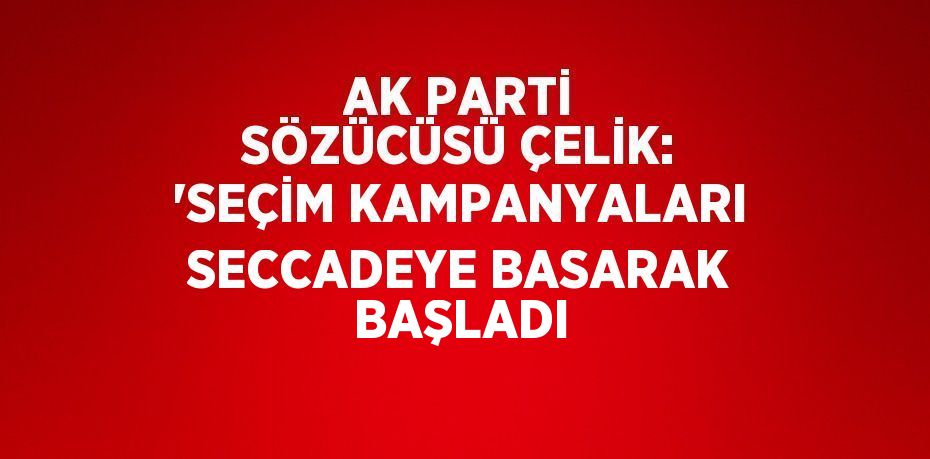 AK PARTİ SÖZÜCÜSÜ ÇELİK: 'SEÇİM KAMPANYALARI SECCADEYE BASARAK BAŞLADI