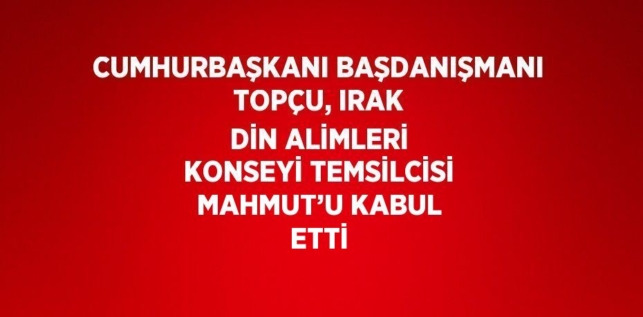 CUMHURBAŞKANI BAŞDANIŞMANI TOPÇU, IRAK DİN ALİMLERİ KONSEYİ TEMSİLCİSİ MAHMUT’U KABUL ETTİ