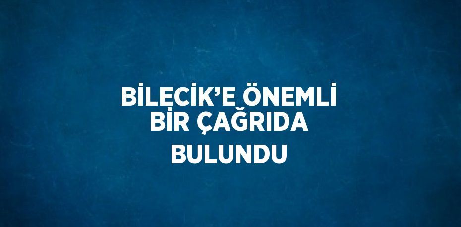 BİLECİK’E ÖNEMLİ BİR ÇAĞRIDA BULUNDU
