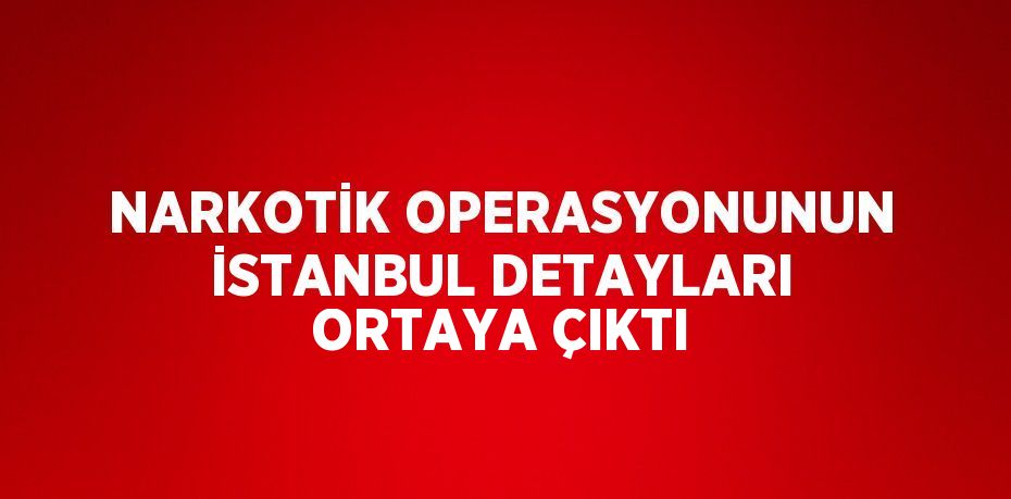 NARKOTİK OPERASYONUNUN İSTANBUL DETAYLARI ORTAYA ÇIKTI