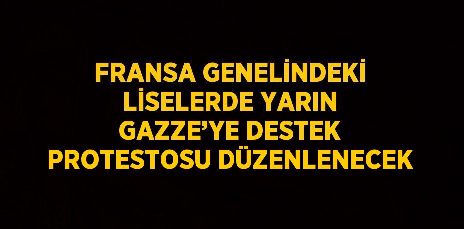 FRANSA GENELİNDEKİ LİSELERDE YARIN GAZZE’YE DESTEK PROTESTOSU DÜZENLENECEK