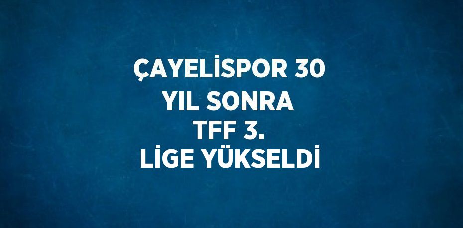 ÇAYELİSPOR 30 YIL SONRA TFF 3. LİGE YÜKSELDİ