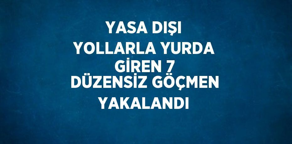 YASA DIŞI YOLLARLA YURDA GİREN 7 DÜZENSİZ GÖÇMEN YAKALANDI