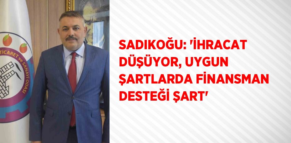 SADIKOĞU: 'İHRACAT DÜŞÜYOR, UYGUN ŞARTLARDA FİNANSMAN DESTEĞİ ŞART'
